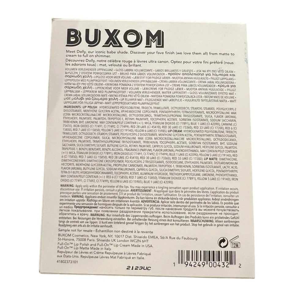 Buxom Full-On Plumping Lip Polish‎ Dolly - 3 Finishes Sample Size  .13 ml Sealed